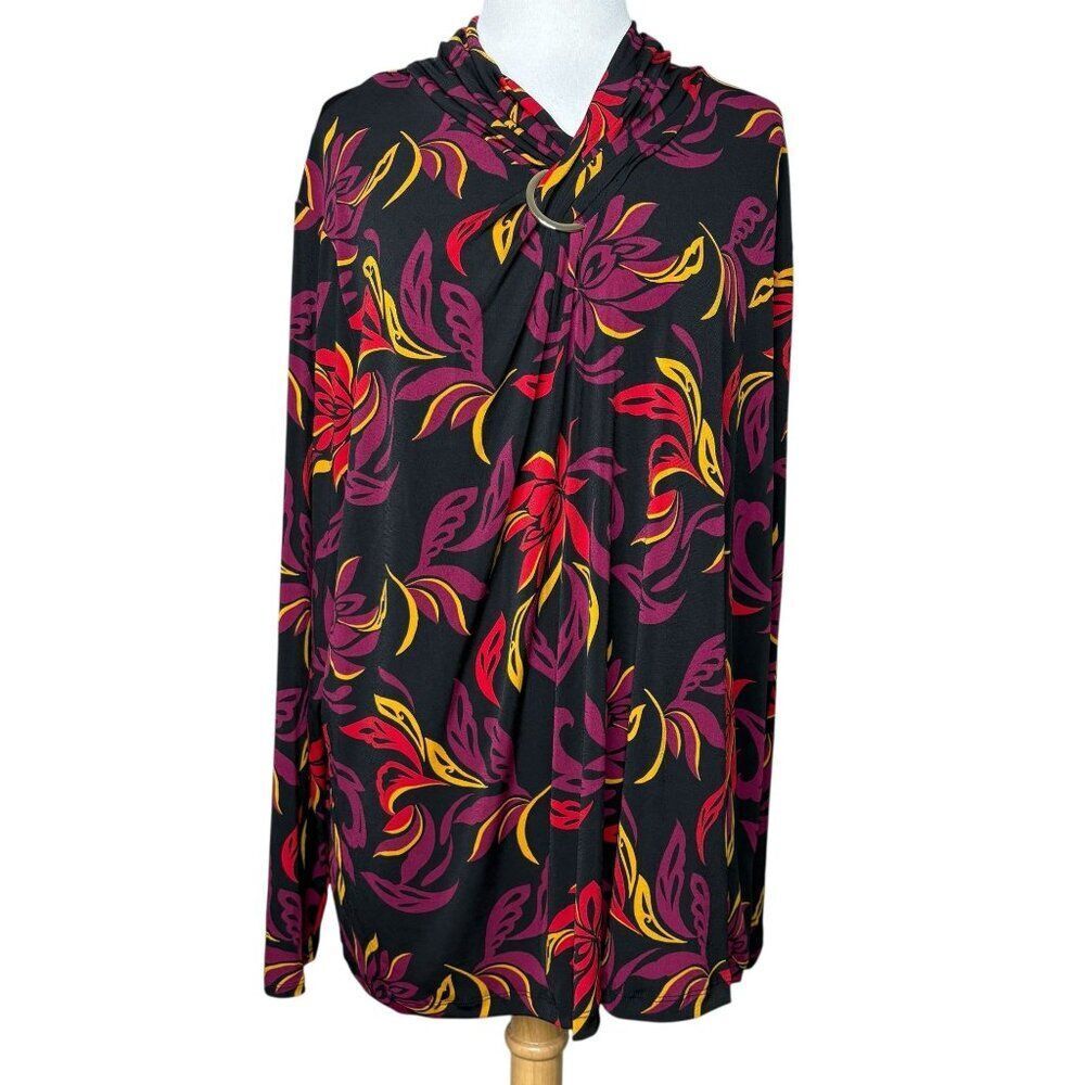 Liz Claiborne Floral Blouse Long Sleeve Plus Size 3X NEW